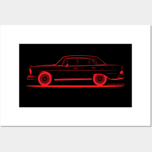 Mercedes Benz 220 SE Heckflosse Fin Tail W112 Sedan Red Posters and Art